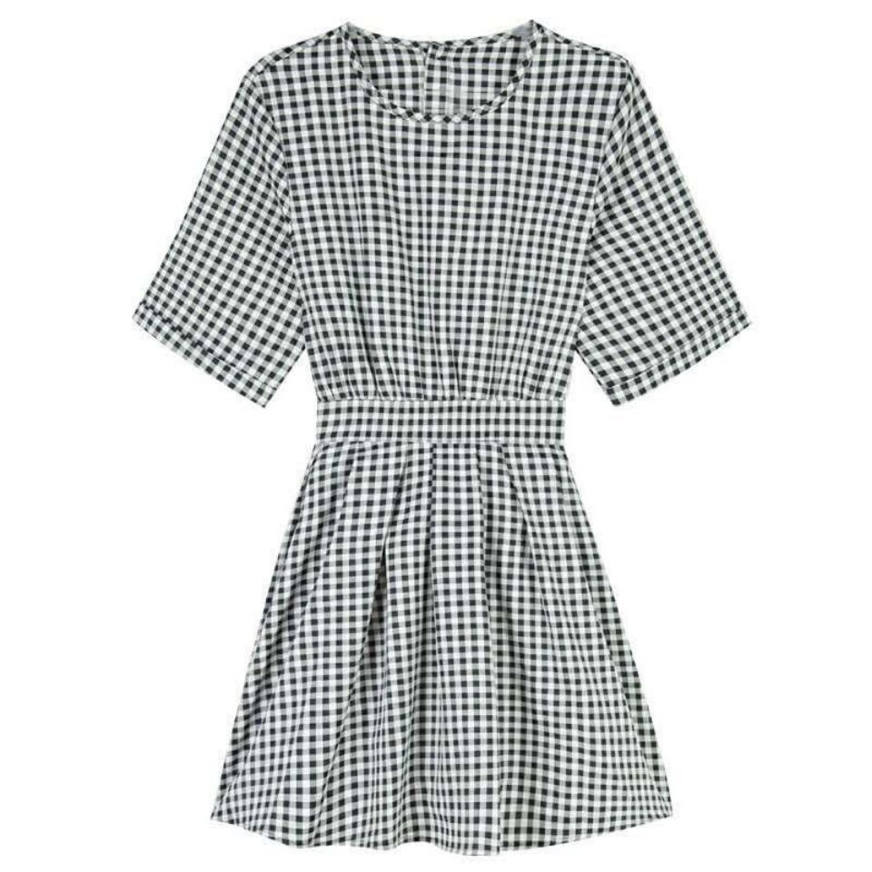 Đầm Midi Họa Tiết Sọc Caro Phong Cách Hàn Quốc Thời Trang Mùa Hè 2022 Cho Nữ