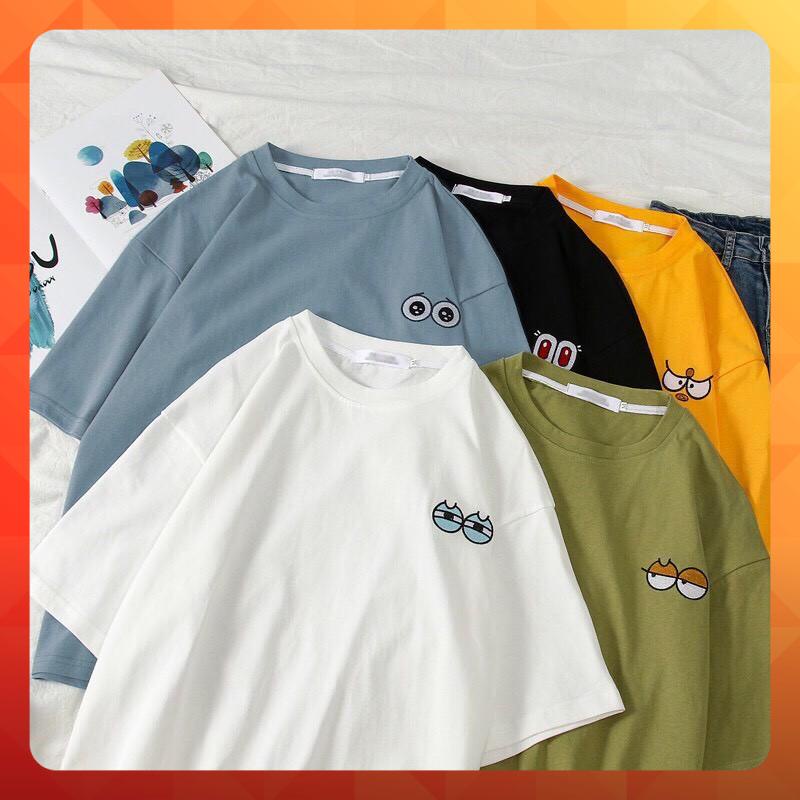 Áo thun tay lỡ form rộng hoạ tiết thêu ĐÔI MẮT phong cách - Unisex nam nữ đều mặc