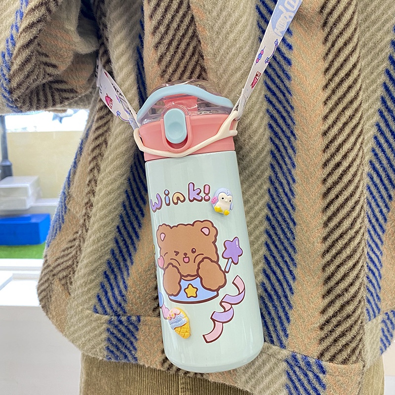 PVN47627 Bình Nước Giữ Nhiệt 550ML Kèm Ống Hút Tiện Lợi Dành Cho Bé Giá Rẻ