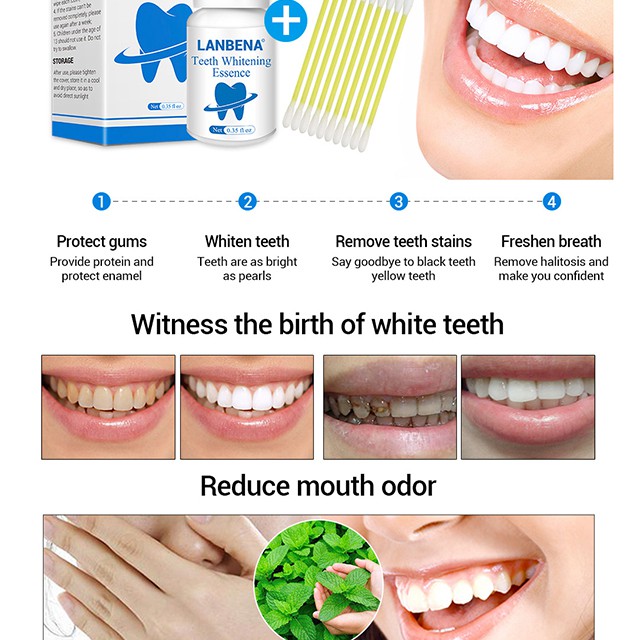 Chai 10ml Tinh Chất Tẩy Trắng Răng Làm Sạch Răng LANBENA Teeth Whitening Essense