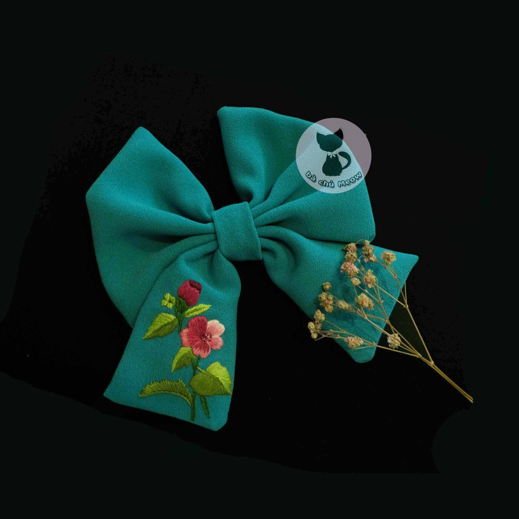 Đồ Cột Tóc Hoa - Dây Cột Tóc Thêu Tay - Scrunchies Thắt Nơ