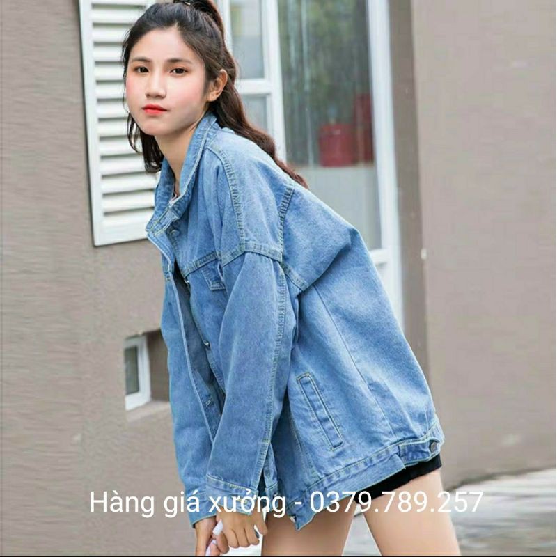 (sỉ) Áo khoác jean nữ cao cấp form rộng - áo jean nữ form 60Kg có 4 túi