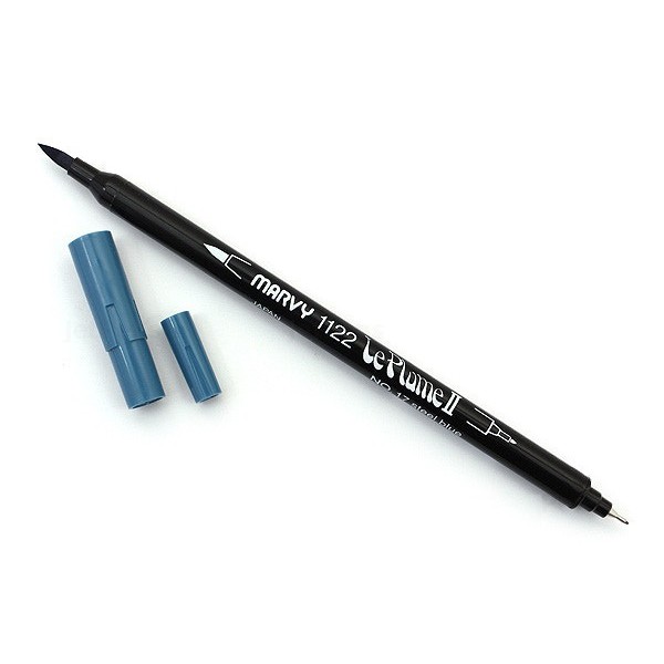 Bút lông đầu cọ viết calligraphy Marvy Le Plume II Double-Sided Watercolor Marker - Màu xanh lam (Steel Blue - 17)