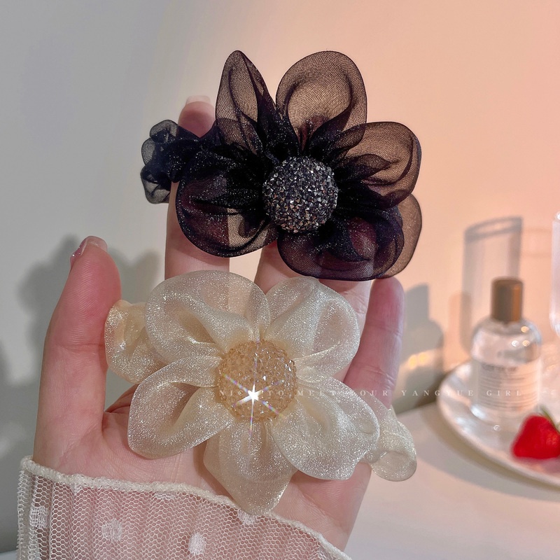 Dây Buộc Tóc Đuôi Ngựa Họa Tiết Hoa Đính Đá Dễ Thương Cho Nữ