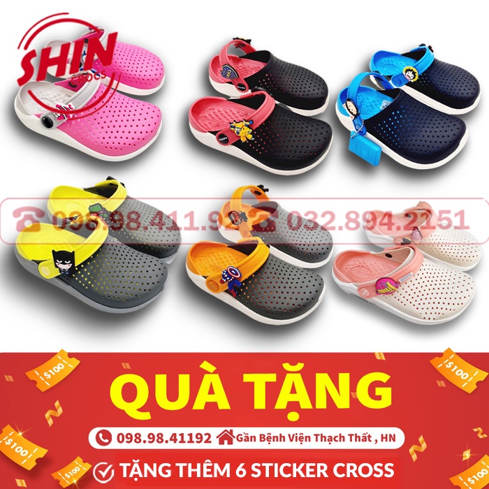 dép cross cho béFREESHIPdép cross cho bé sục nhiều màu SUCLITKID tặng thêm 6 jibitz cross