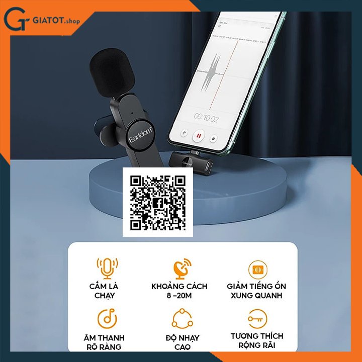 Mic thu âm cài áo không dây chuyên nghiệp chính hãng Earldom MC3i
