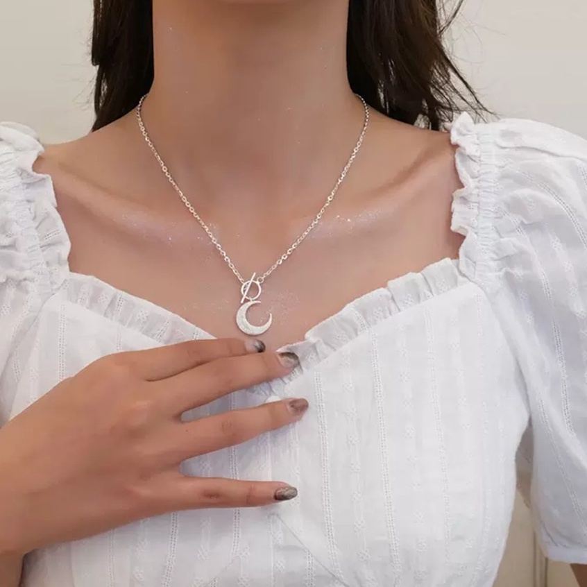 Dây chuyền bạc ý 925 mặt trăng vòng cổ nữ thời trang