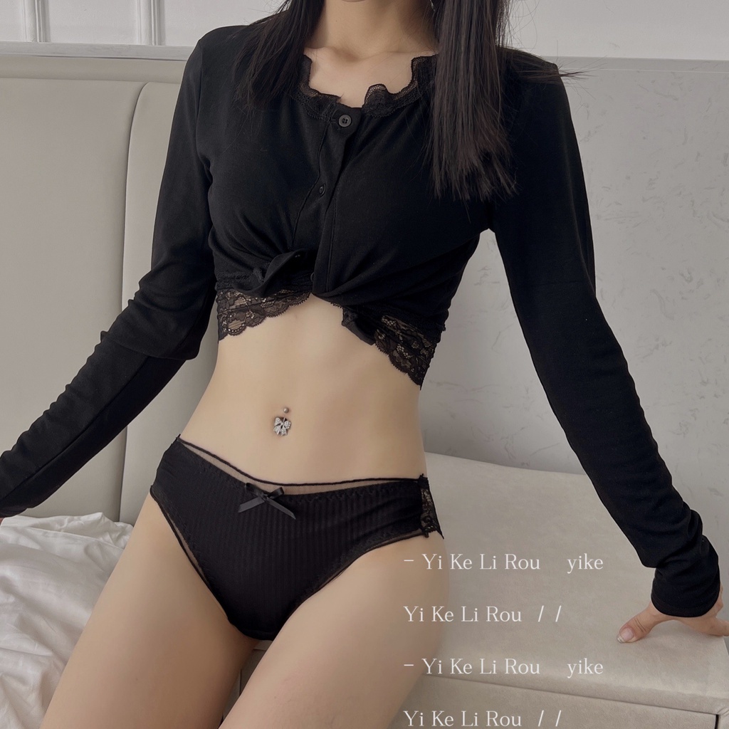 Quần Lót Nữ ❤️FREESHIP❤️ quần Lót Ren set 6 đen phối họa tiết điệu đà mã Ren06