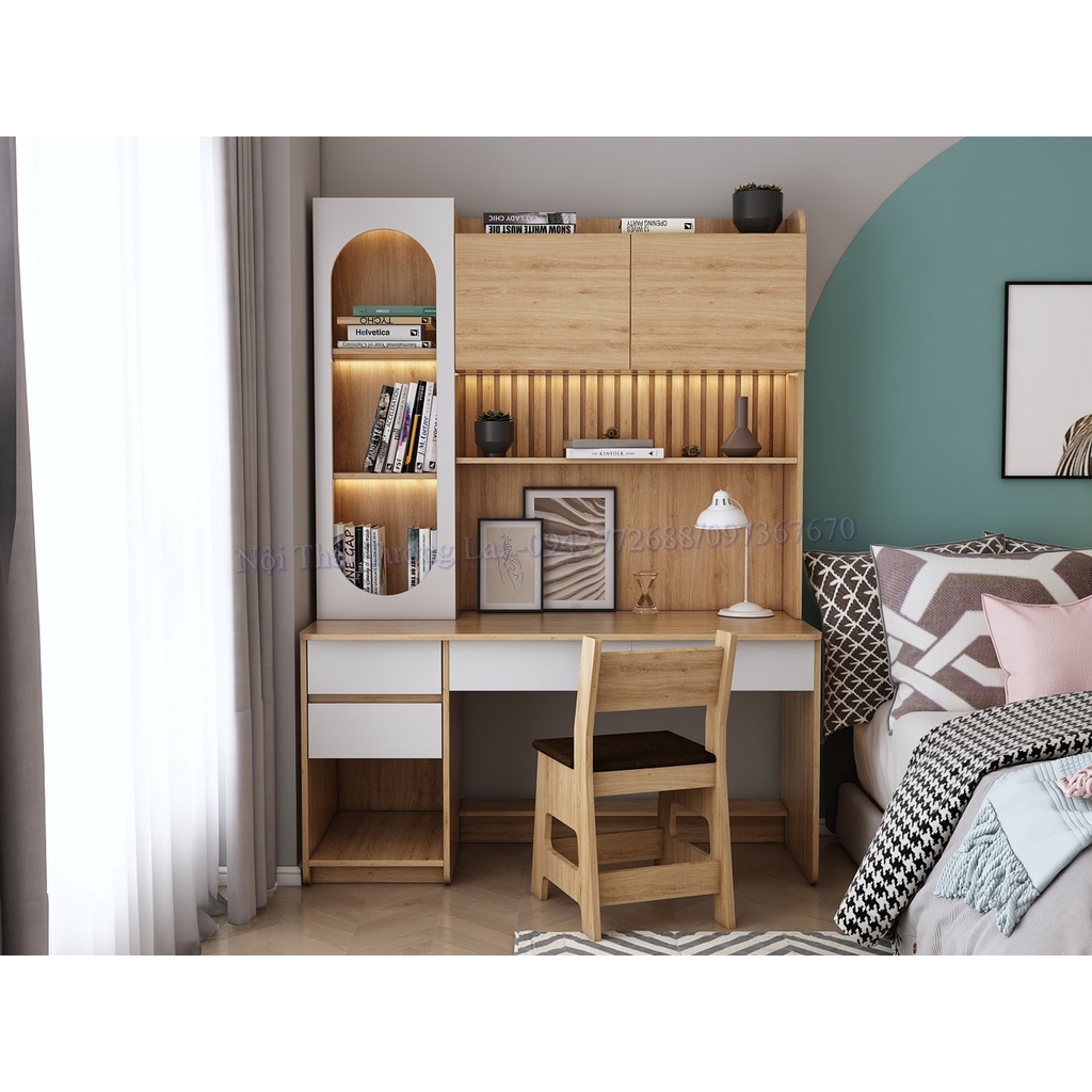 Bàn học- Bàn làm việc BH6806 gắn đèn LED đep cho học sinh - sinh viên