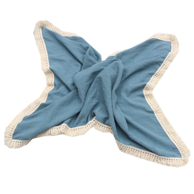 Chăn Quấn Em Bé Bằng Cotton Phối Tua Rua Hai Lớp Dùng Làm Đạo Cụ Chụp Ảnh