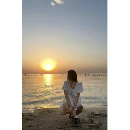 BIGSIZE Váy công chúa cổ tích mùa hè cổ vuông nơ