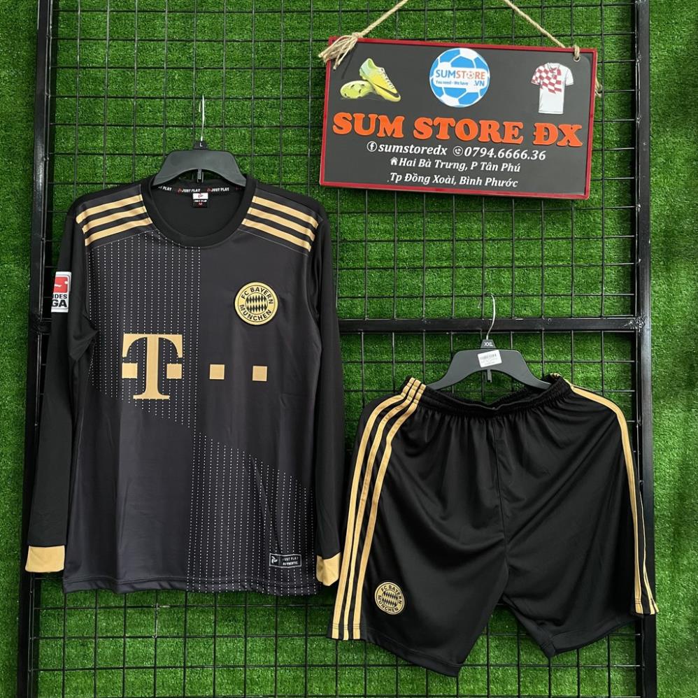 Quần Áo Đá Bóng Dài Tay CLB Bayern Munich Đen DT JP_Mẫu Áo Đấu Hot, Giá Tốt 2021-2022 ☯️
