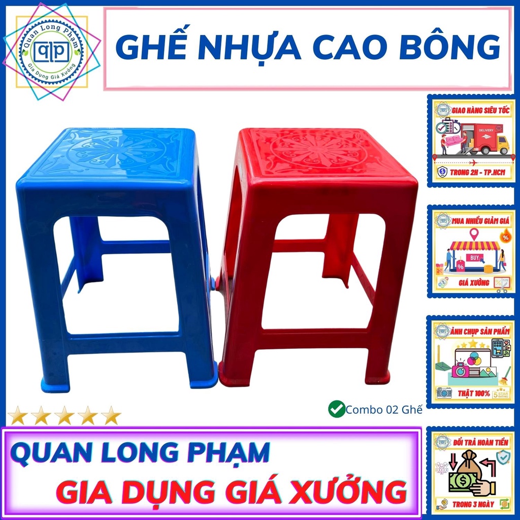 Ghế Nhựa Cao Bông Ghế Nhựa Cao Hàng Dày - Nhựa Đẹp - Giá Rẻ - Ghế Bàn Ăn Ghế Văn Phòng Làm Việc
