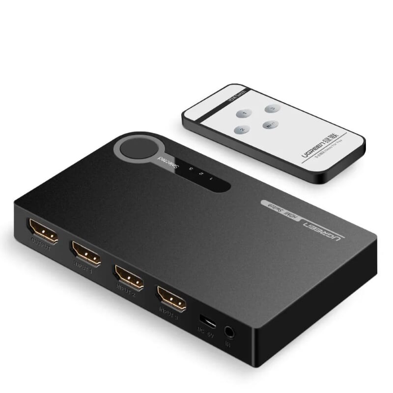 Màu đen Bộ chuyển mạch HDMI 3X1, 3 vào 1 UGREEN 40234