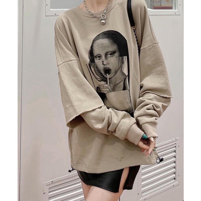 [CÓ ẢNH THẬT] Áo Sưeater Nỉ Phối Tay Form Rộng Unisex - Áo Nỉ Cô Gái Nâu Tây Chất Nỉ Tăm Cực Đẹp | BigBuy360 - bigbuy360.vn