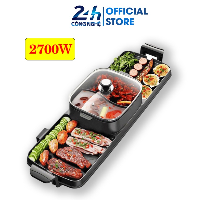 Bếp lẩu nướng đa năng chống dính 2 trong 1 - công suất 2700W, tiết kiệm điện - K1297