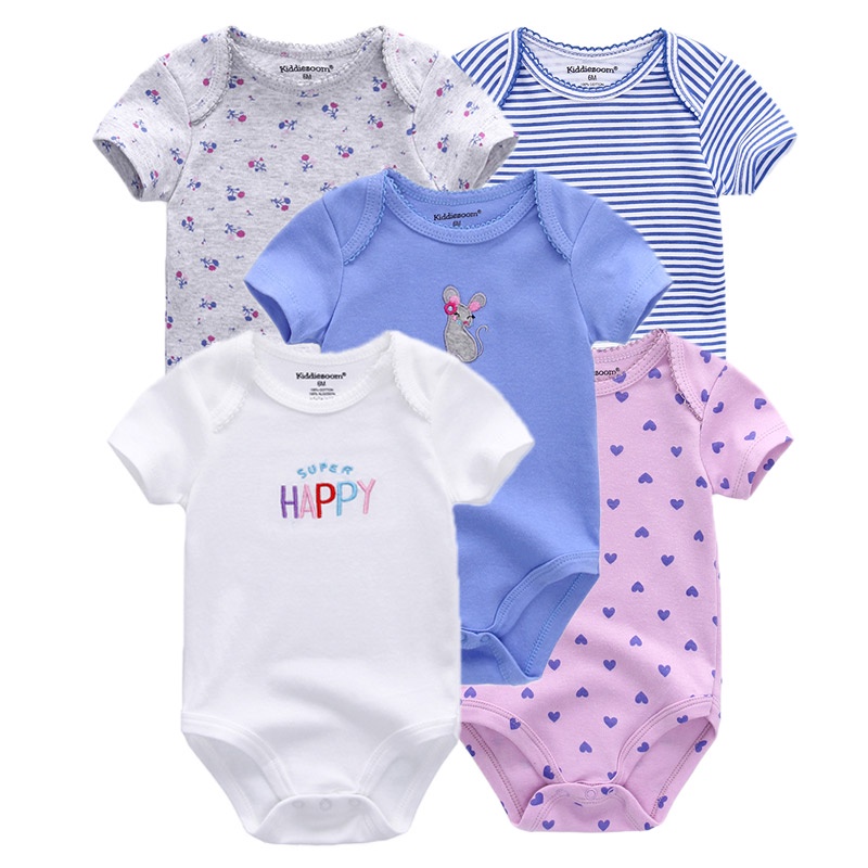 5 Áo liền quần vải cotton chất lượng cao cho trẻ sơ sinh 0-12 tháng