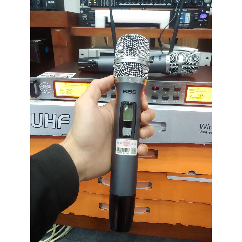 Micro karaoke không dây BBS M886 (vỉ tím, có tự ngắt và cảm biến gia tốc)