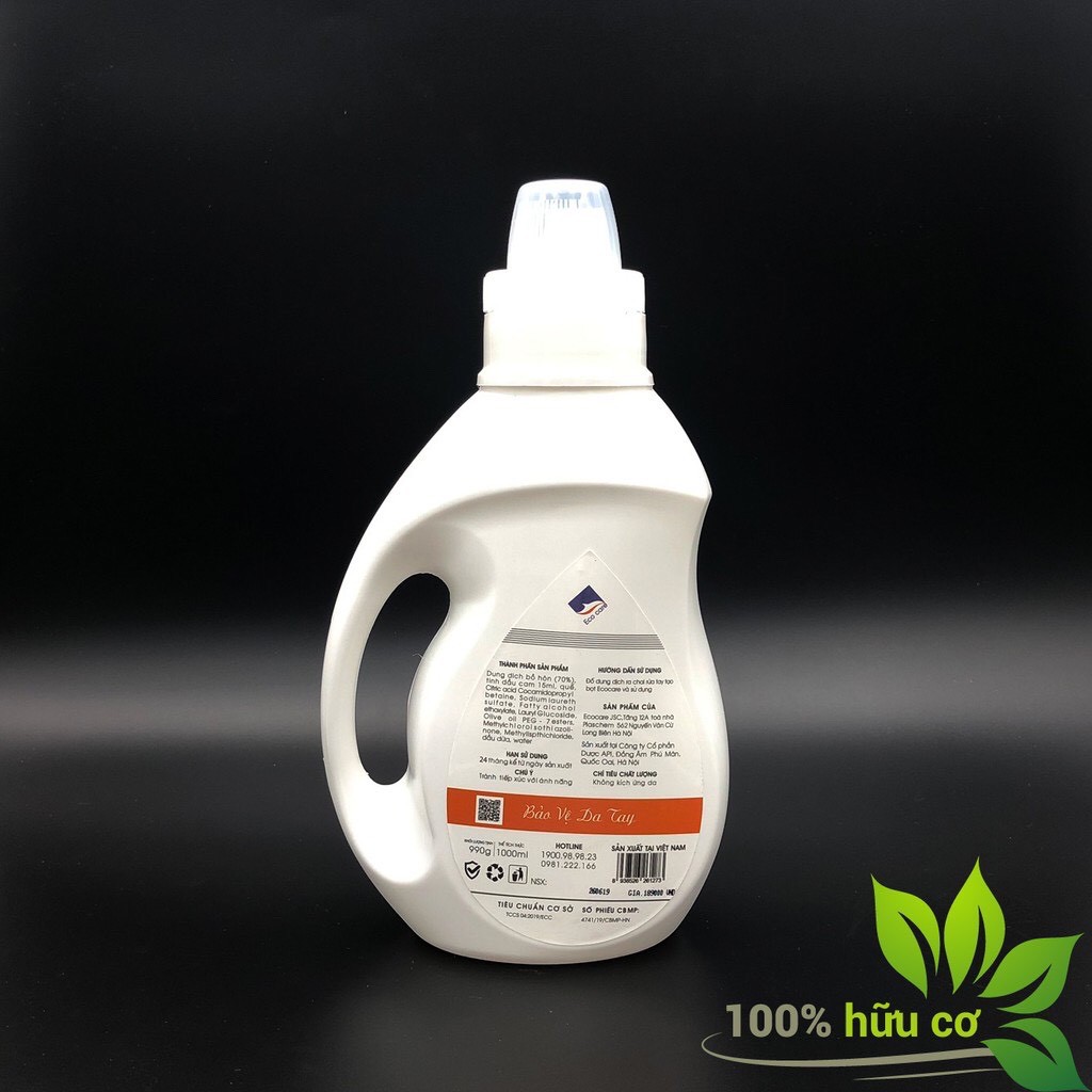 TẶNG NGAY 1 VỎ CHAI 250ML KHI MUA Nước rửa tay hữu cơ diệt khuẩn dạng bọt hương CAM 1000ML thương hiệu Ecocare
