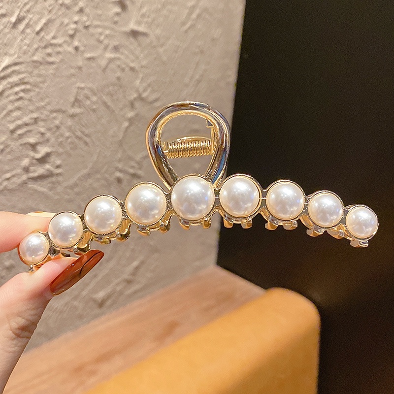Kẹp tóc kim loại đính ngọc trai giả sang trọng thời trang