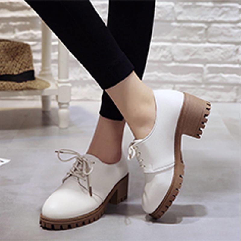 Giày Da PU Đế Bằng Phong Cách Anh Quốc Cổ Điển Thời Trang Xuân Thu 2021 Cho Nữ Size 40