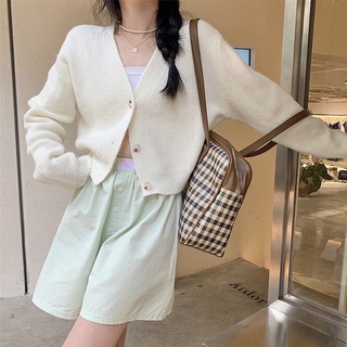 Áo cardigan len basic, dáng ngắn, cổ V (có ảnh thật)