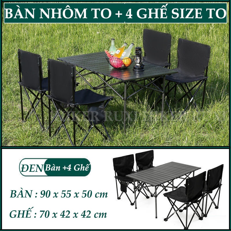 Bộ Bàn Ghế Dã Ngoại , Cắm Trại, Picnic , Bàn ghế camping đi du lịch - Gồm 1 bàn 4 ghế cao cấp