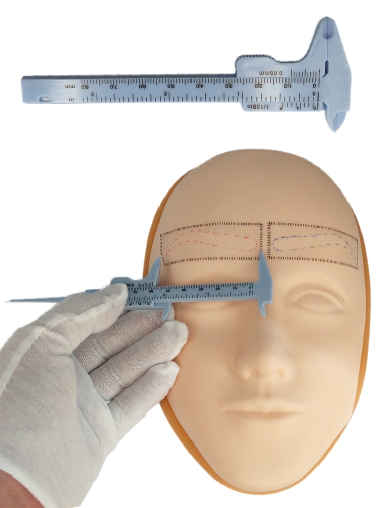 Trang điểm vĩnh viễn Microblading với Vernier Caliper Thước kẻ Bộ dụng cụ thực hành Microblading để phẫu thuật Bút đánh dấu da cho người mới bắt đầu Trang điểm vĩnh viễn bằng Microblade