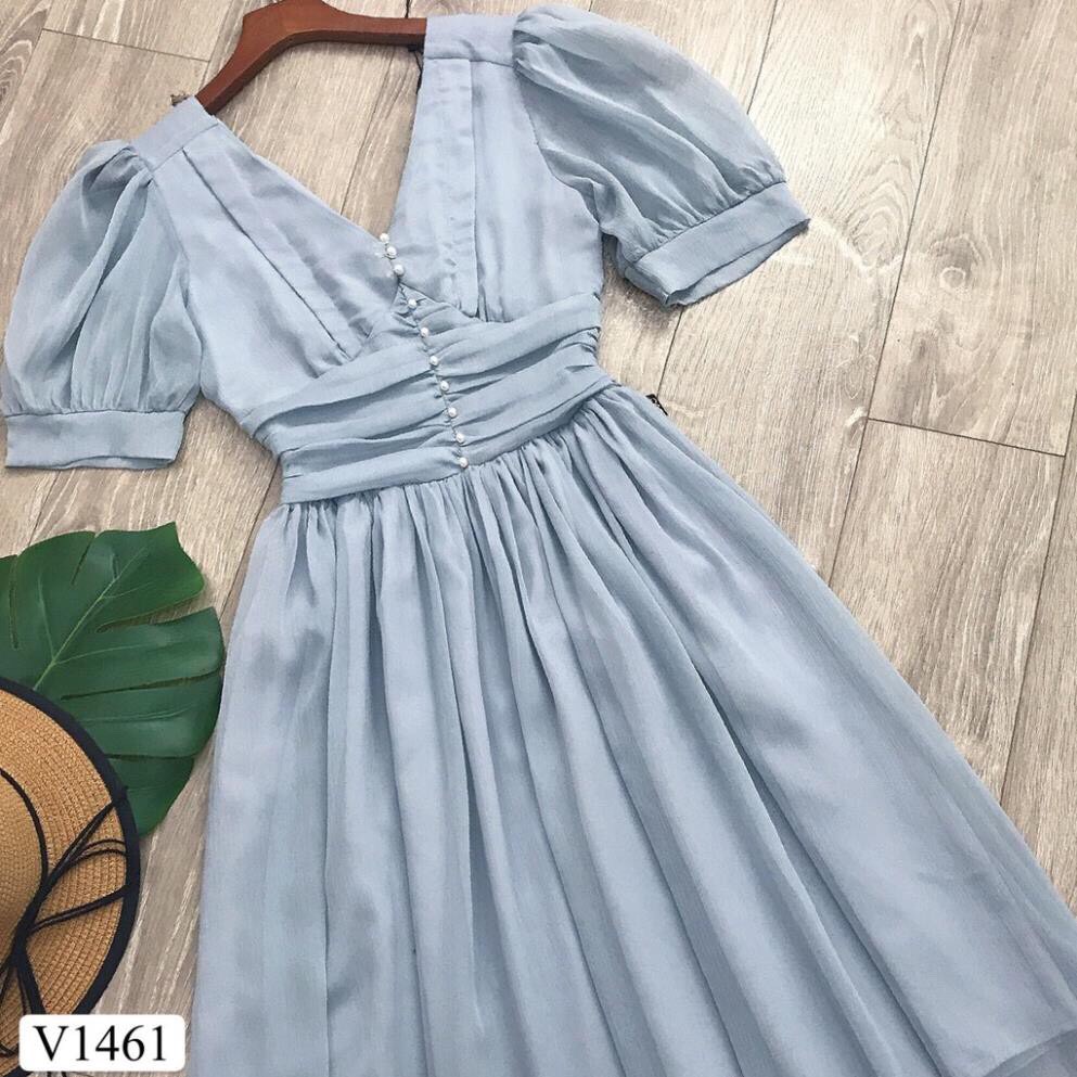 Đầm Tiểu Thư Dáng Xòe Tay bồng DVC - Hàng thiết kế cao cấp V1461