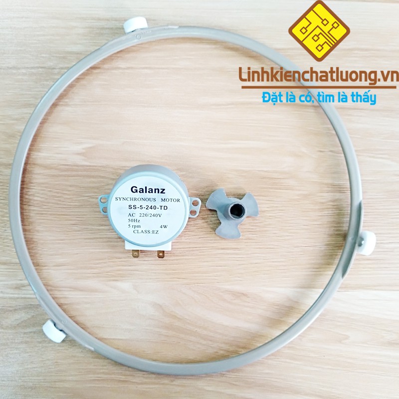 COMBO - Vòng quay đĩa loại tròn 22.5cm + Trục quay đĩa + Động cơ quay đĩa lò vi sóng