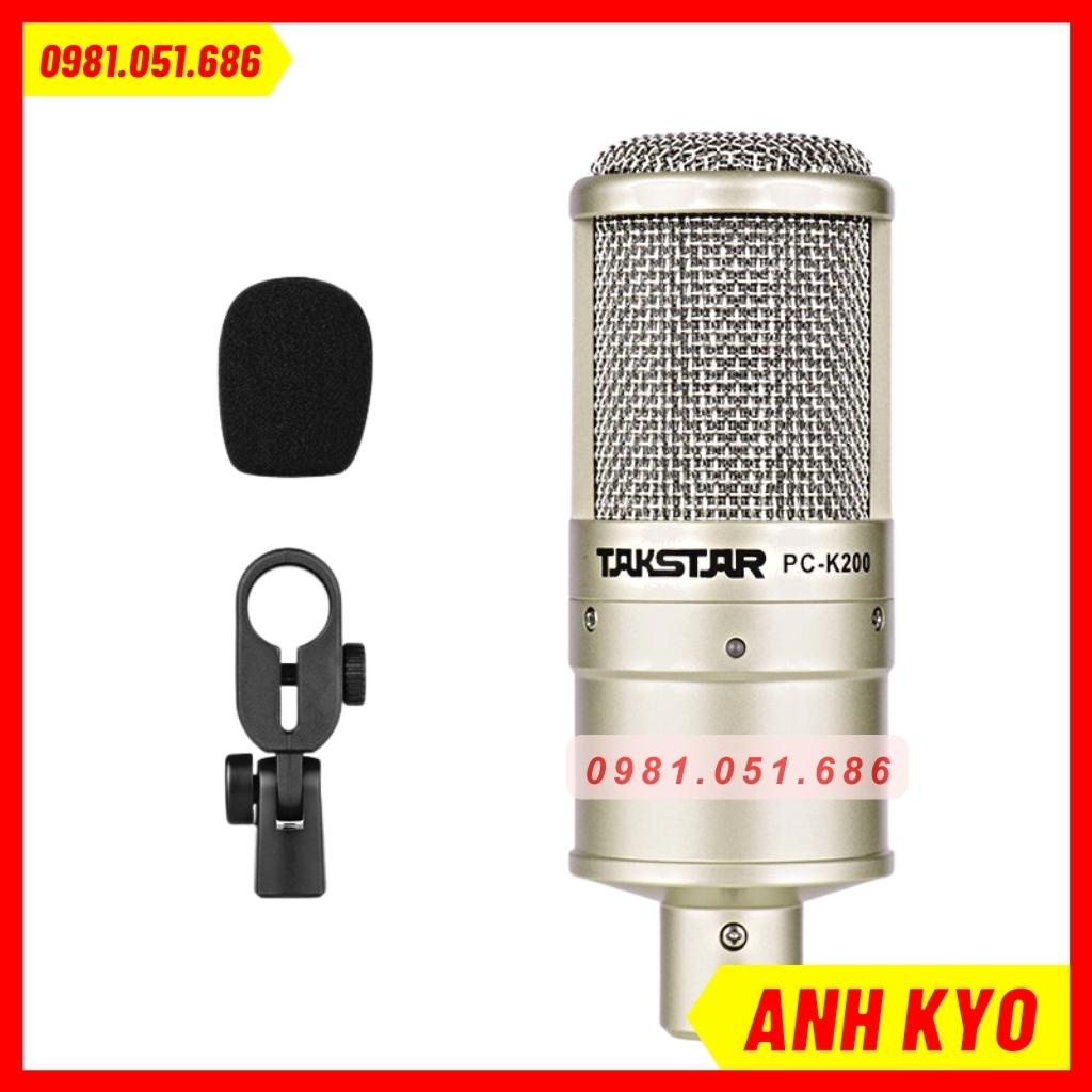 Micro Takstar PC K200 Thu Âm Chuyên Nghiệp Kèm Nguồn Phantom 48v Dây Giắc Đầy Đủ Theo Kèm