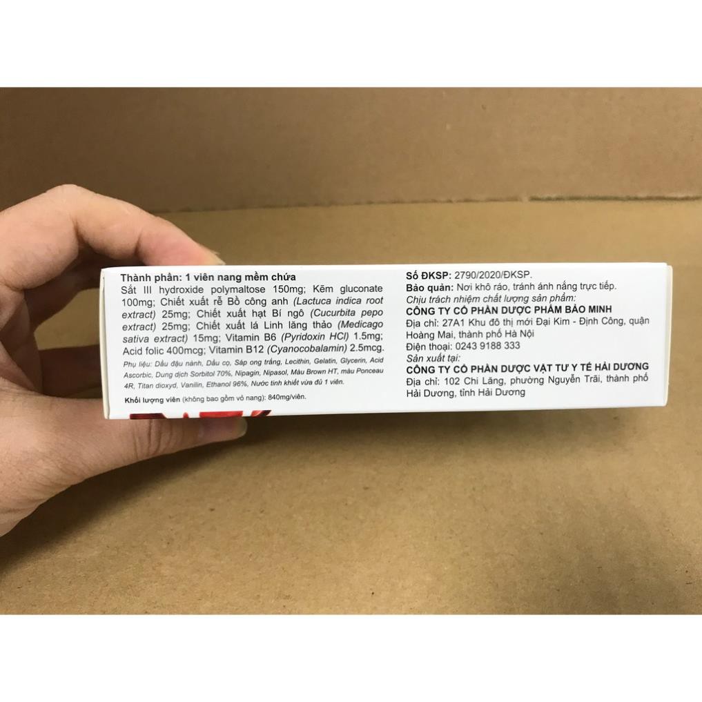 Viên Sắt FeroVital cho người thiếu máu Hộp 30 viên Chính Hãng Date mới