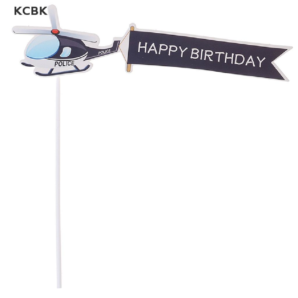 Kc PRECUT Hoạt Hình Xe Cảnh Sát / Máy Bay / Còng Tay Trang Trí Bánh Cupcake Sinh Nhật
