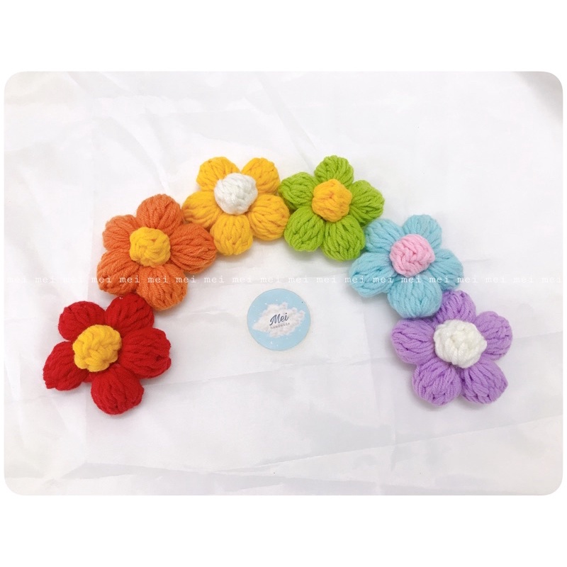 MÓC KHOÁ PIN CÀI BÔNG HOA LEN MÓC XINH YÊU- móc khoá handmade