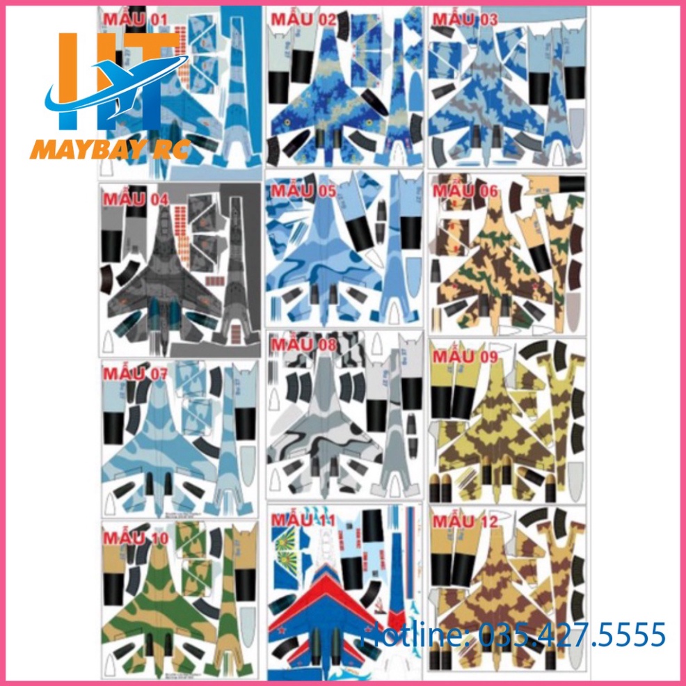 Decal máy bay su27, su37 sải cánh 70cm