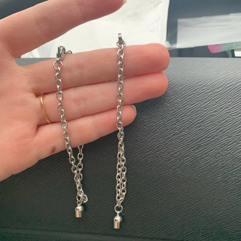 1 Cặp Vòng Tay Thép Không Gỉ Có Thể Điều Chỉnh Kích Thước