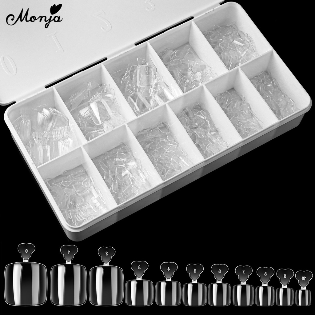 MONJA Bộ 550 Móng Chân Giả Phủ Toàn Diện Màu Lì Và Trong Suốt DIY