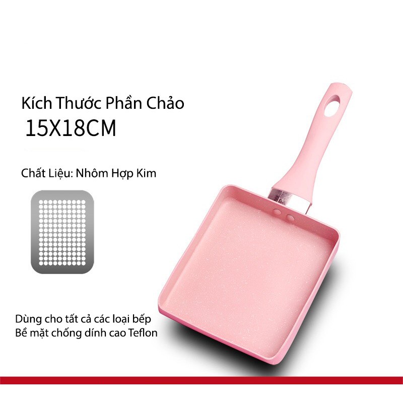 Chảo vuông làm bánh chống dính vân đá 18x15cm Clevermart