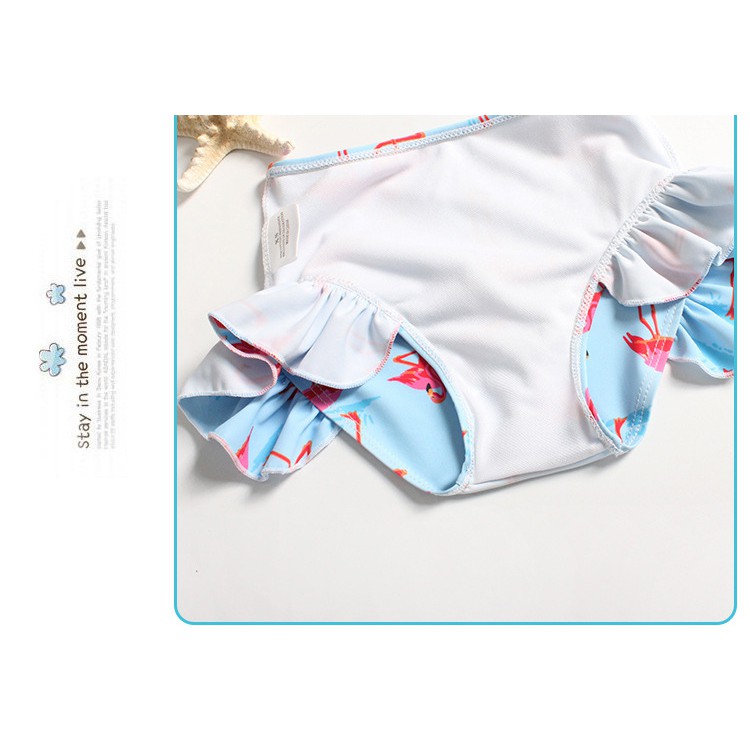 Đồ bơi bé gái size 7-23kg - Bộ bơi 2 dây hồng hạc xanh