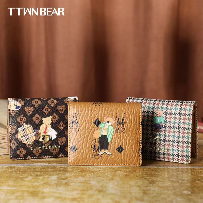 TTWN Bear ví nữ mini  Cái v  cái bóp Ví Da Ngắn Đựng Tiền / Thẻ Tiện Dụng Giá Đỡ