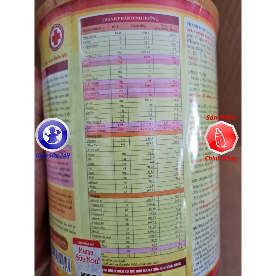 Mama Sữa Non Star Biotic, Biotic Plus lon 800g