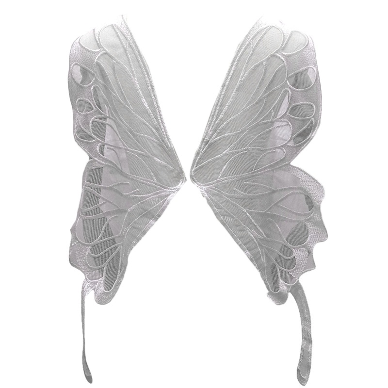 1 Cặp Miếng Vải Ren Lưới Thêu Hình Cánh Bướm Sau Lưng Dùng Trang Trí Đầm DIY