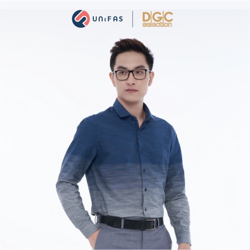 Áo sơ mi nam dài tay công sở DGC chất cotton dáng Slim fit phối màu SASDCB18M-S