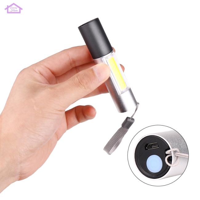 [FL] LED XPE+ COB Mini USB Rechargeable Flashlight with Hanging Rope