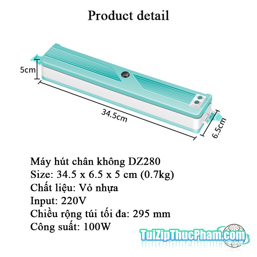 Máy hút chân không mini cầm tay MIS DZ280 (Vacuum Sealer) dùng cho gia đình, tự động, tiện dụng TB101