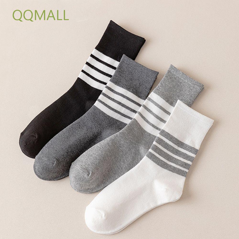 Vớ cotton cổ vừa họa tiết kẻ sọc màu trơn phong cách Harajuku thời trang Hàn Quốc cho nữ