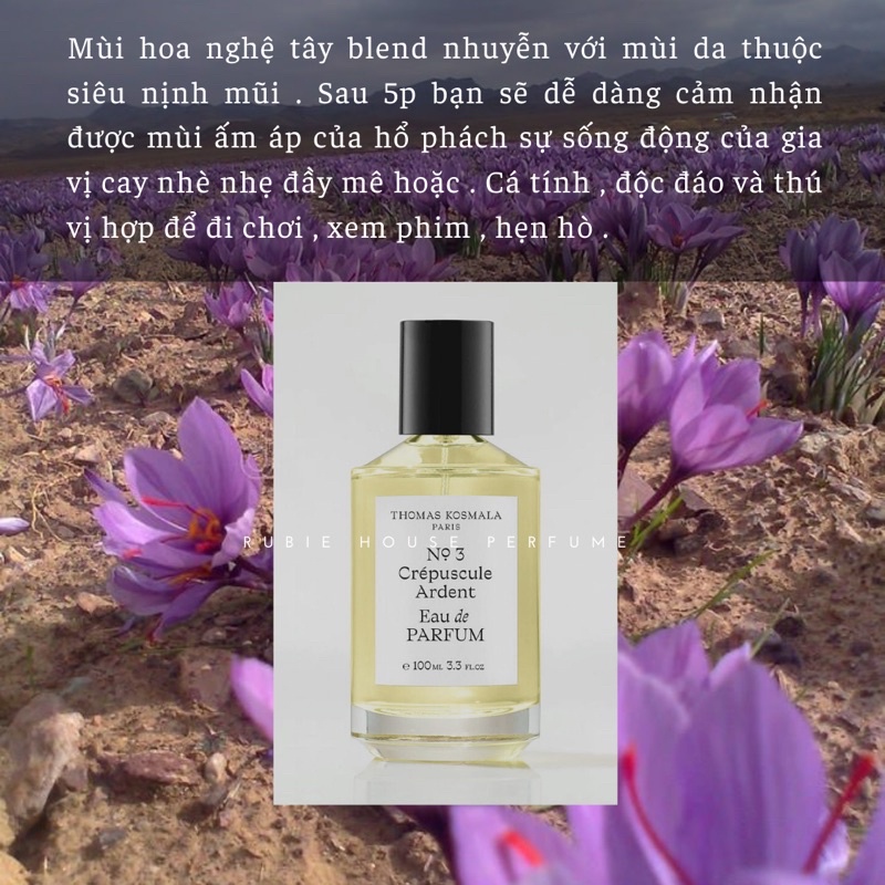 10ml [ Mẫu Thử ] NO 3 - CRÉPUSCULE ARDENT - Nước Hoa Thomas Kosmala