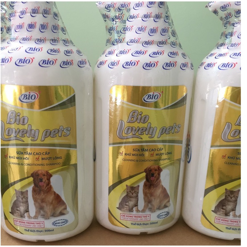 SỮA TẮM THÚ CƯNG CHÓ MÈO Bio Lovely Pets mượt lông khử mùi hôi Chai 500ml Xuất xứ Việt Nam