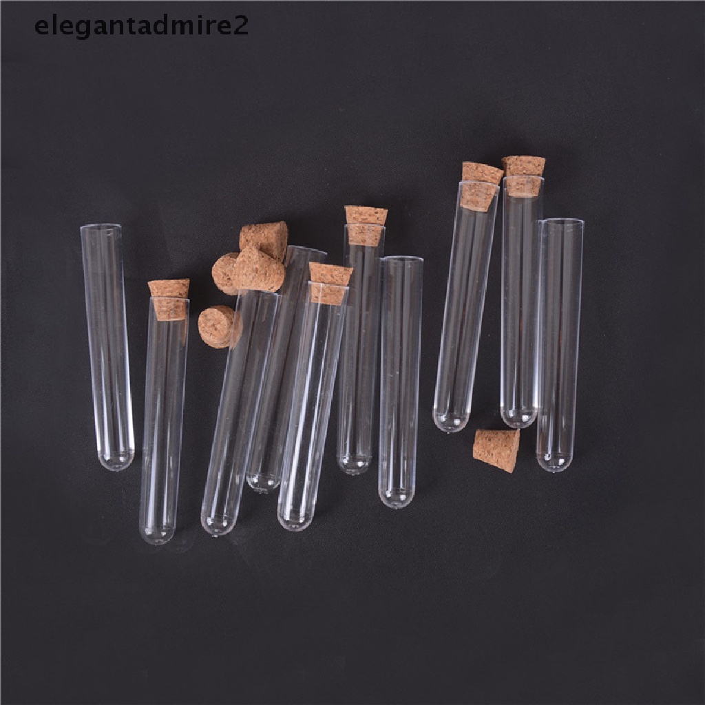 [gele] 10Pcs Plastic Clear Test Tube With Cork Lab Science Wedding Favour Tubes [ele]