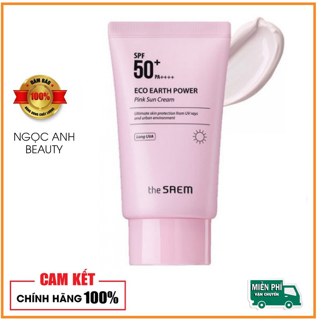 Kem Chống Nắng The Saem Eco Earth Power Pink Sun Cream SPF50+ PA++++ 50g